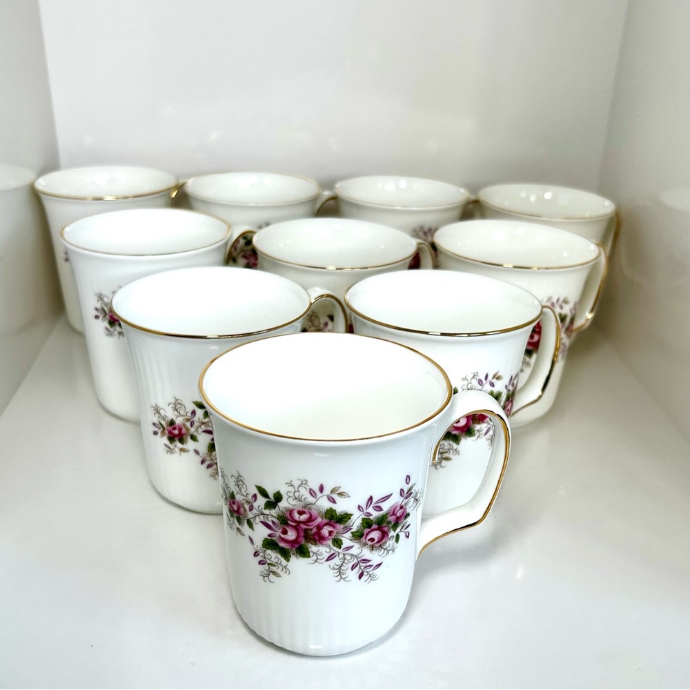10pcVintage Royal Albert Floral Lavender Rose English Bone China Coffee Cup/Mugs